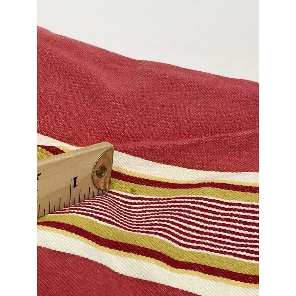 Pottery Barn FRENCH STRIPE Cotton Twill 24” EURO Pillow Shams Red Pair Set Of 2